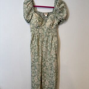 Band of the Free Floral Smocked Jumpsuit Small Cottagecore Pockets Boho Romantic